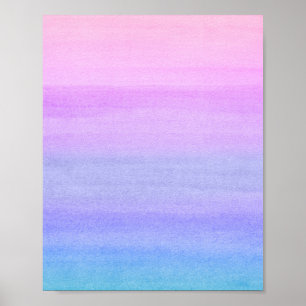 Colourful Pink Purple Blue Abstract Watercolor Art Poster