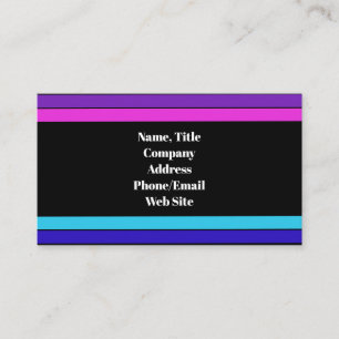 Colourful Pink Purple Blue Black Modern Stripes Business Card