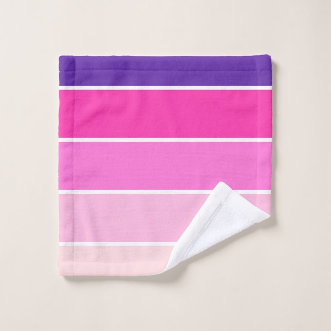 Colourful Pink Purple Striped Stripes Bath Towel Set (Wash Cloth)