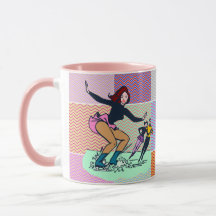 Colourful Pink Retro Figure Skaters