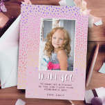 Colourful Pink Stars Birthday Kids Girl Photo Thank You Card<br><div class="desc">Colourful Pink Stars Birthday Kids Girl Photo Thank You Card. Cute pink birthday thank you card for your friends and family. Upload your photo and personalise the card with your name and text. The card has colourful stars and spots. Great as thank you card for girls.</div>