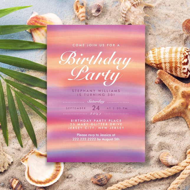 Colourful Pink Sunset Birthday Party Invite (Creator Uploaded)