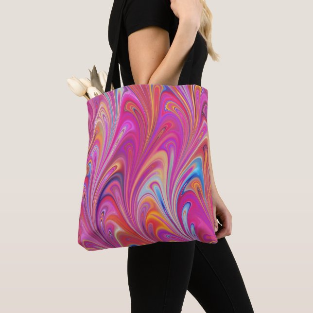 Colourful Pink Swirl Abstract Tote Bag (Close Up)