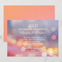 Colourful Pink to Blue Bokeh Birthday Invitations