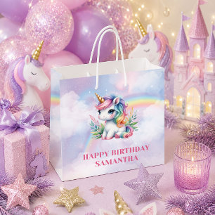 Colourful Pink Unicorn Girl Birthday Gift Bag