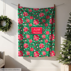 Colourful pink watercolor preppy custom name gift fleece blanket