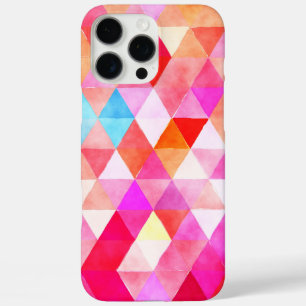 Colourful Pink Watercolor Triangle Pattern iPhone 16 Pro Max Case