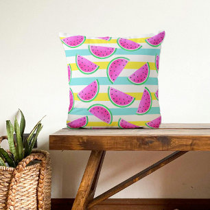 Colourful Pink Watermelons Summery Pattern Cushion