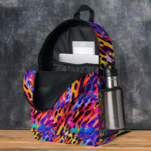 Colourful Pink Wild Animal Print Rainbow Painted Printed Backpack