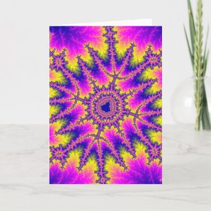 Colourful Pink, Yellow and Blue Fractal Card