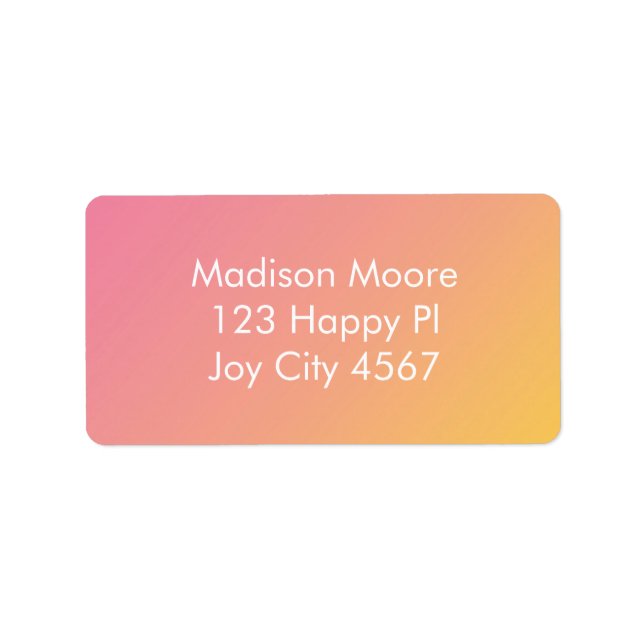 Colourful Pink Yellow Gradient Ombré Address Label (Front)