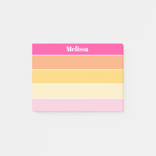 Colourful Pink Yellow Personalised Colour Stripes Post-it Notes