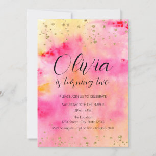Colourful Pink Yellow Tie Dye Girl Birthday Party Invitation