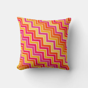Colourful pink zigzag chevron patterned pillow