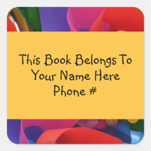Colourful Pinwheel Book Name Plate Sticker