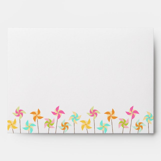 Colourful Pinwheel Themed Wedding Envelopes (Front)