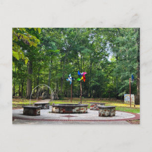 Colourful Pinwheels & Stone Circle Seating Postcard