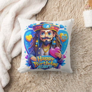 Colourful Pirate Birthday gifts Illustration Cushion