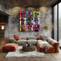 Colourful Pirate Skull Portraits Bold Graffiti gri