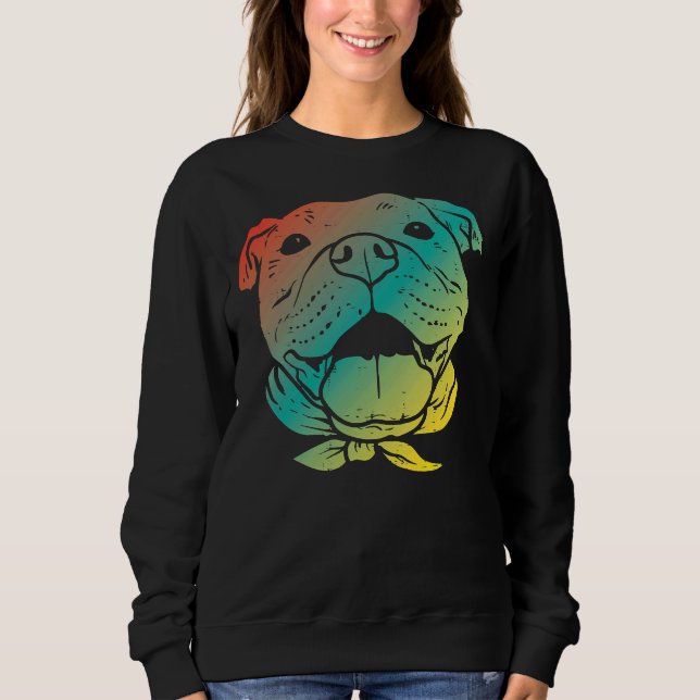 Colourful Pitbull Face Pitties Pitty Sweatshirt (Front)