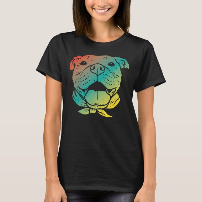 Colourful Pitbull Face Pitties Pitty T-Shirt (Front)