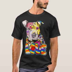 Colourful Pitbull - Peace Love Pitbulls Lover T-Shirt