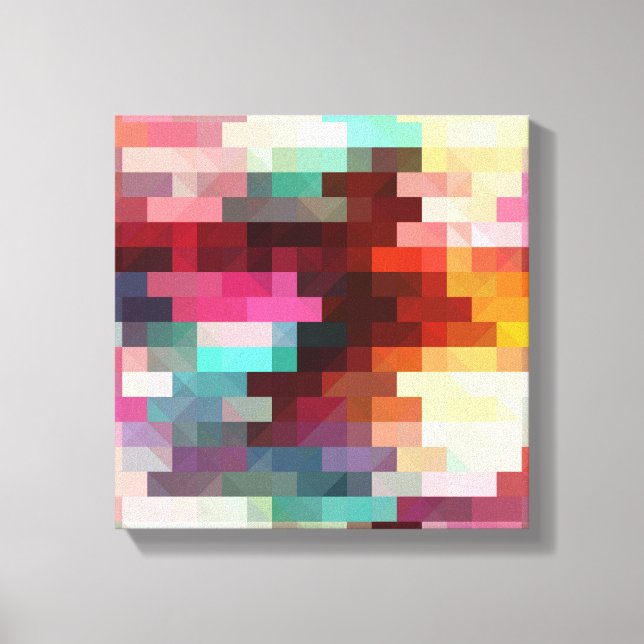 Colourful Pixel Pattern Canvas Print (Front)