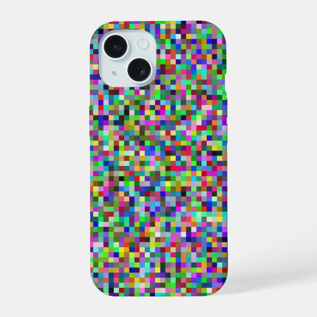 Colourful Pixel Squares Background Pattern iPhone 15 Case (Back)