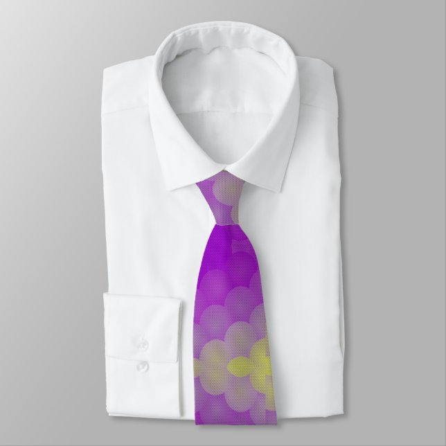 Colourful pixelated Circles spheres, purple yellow Tie (Tied)