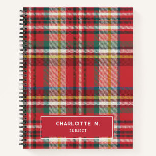 Colourful Plaid Classic Personalised Kids Name Notebook