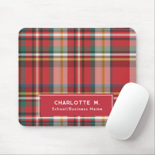 Colourful Plaid Classic Personalised Red Mouse Pad