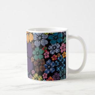 Colourful Plaid Flowers Mug