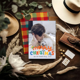 Colourful Plaid Merry Christmas Photo Holiday Card