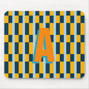 Colourful plaid monogram  mouse pad