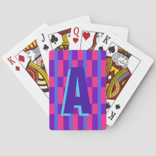 Colourful plaid monogram  playing cards