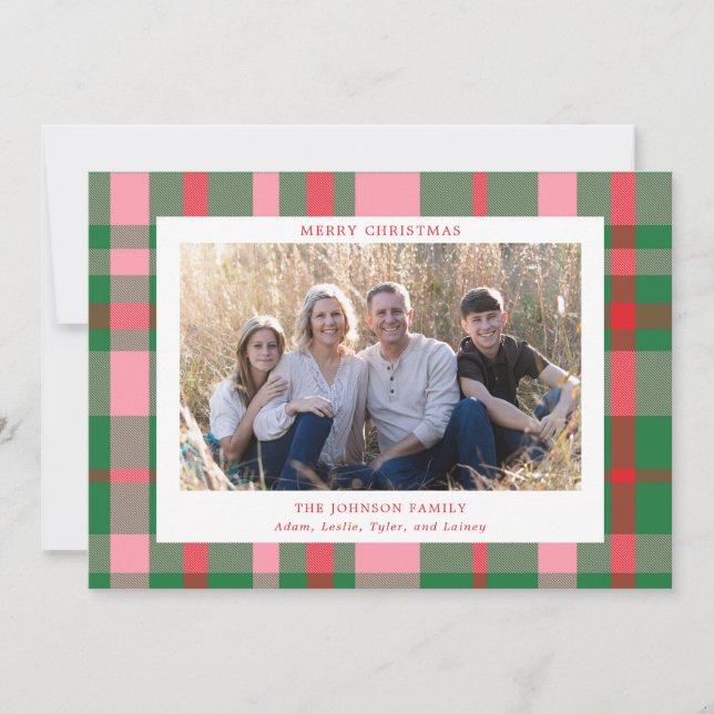 Colourful Plaid Photo Holiday Card (Front)