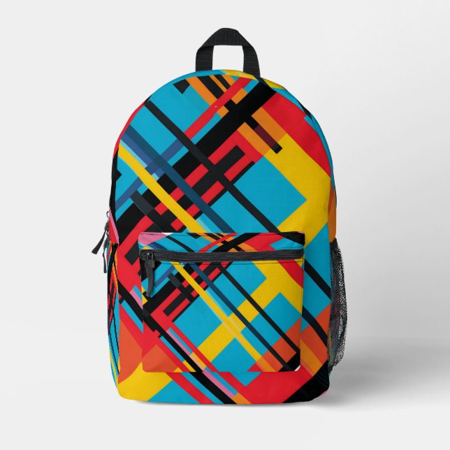 Colourful Plaid Printed Backpack (Front)