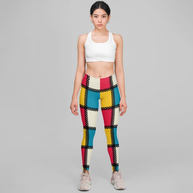 Colourful Plaid Square Capri Leggings (Creator Uploaded)