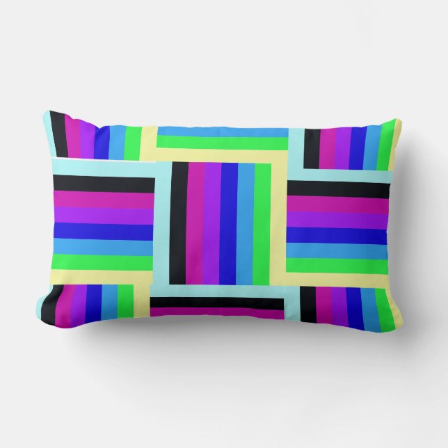 Colourful Plaid Stripes Lumbar Pillow (Front)