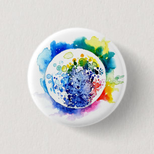 Colourful planet 3 cm round badge