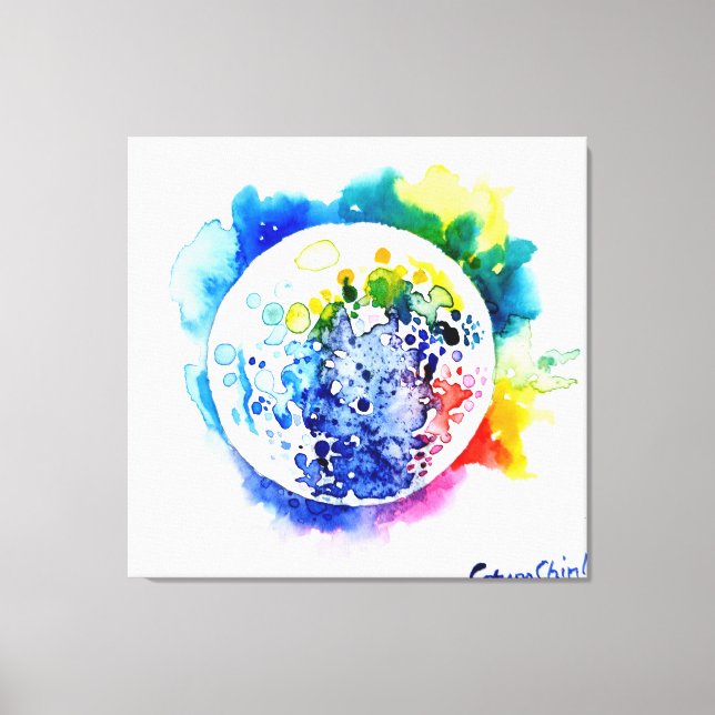 Colourful planet canvas print (Front)