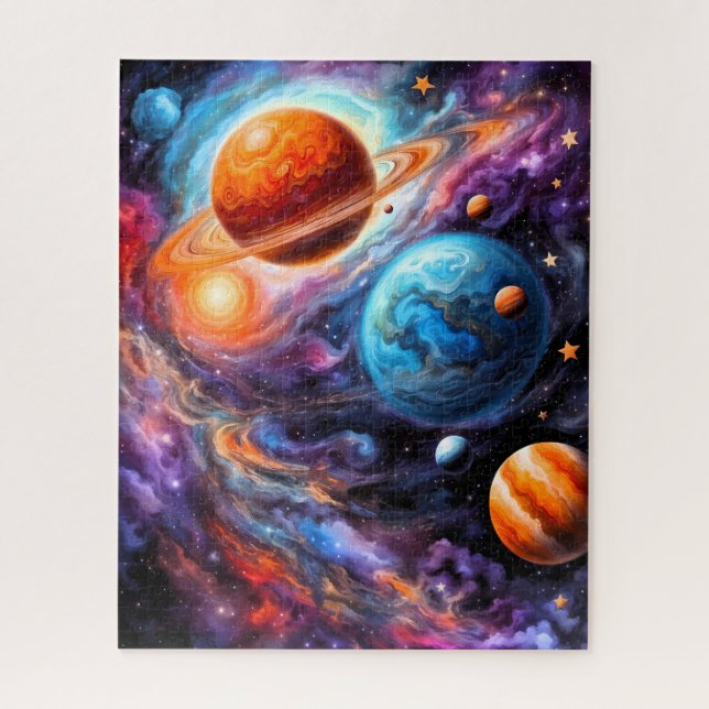 Colourful Planets and Ringed Planet Space Jigsaw Puzzle (Vertical)