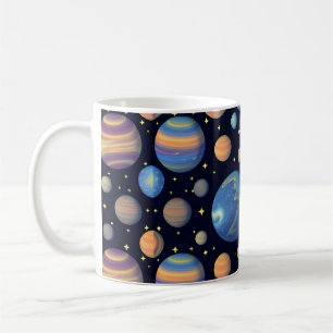 Colourful Planets and Stars in Outer Space Coffee Mug