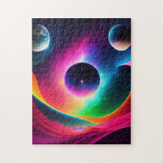 Colourful Planets in Outer Space Jigsaw Puzzle