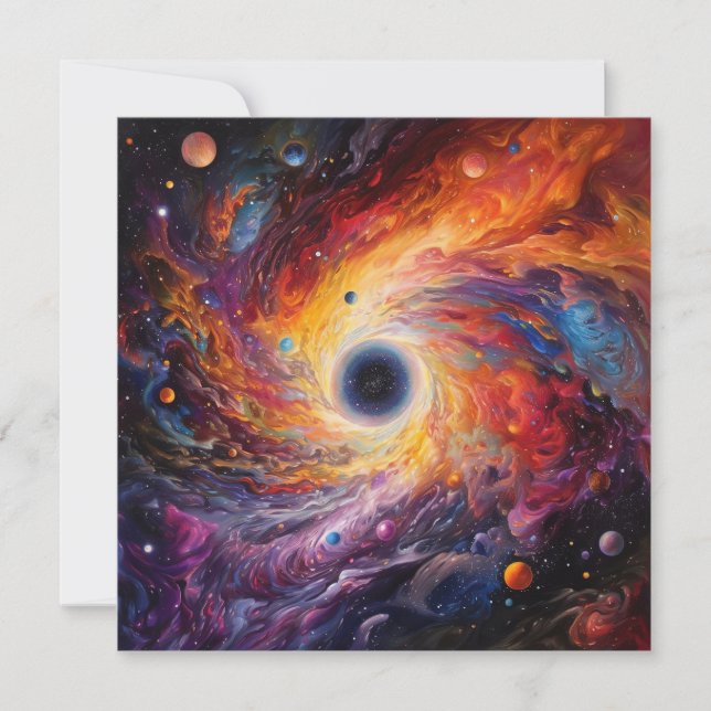Colourful Planets Space Galaxy Background Card (Front)