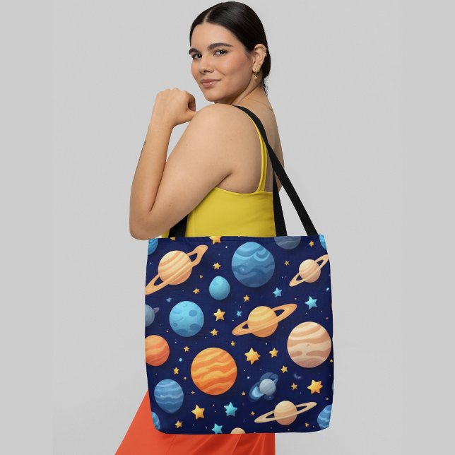 Colourful planets, stars, and celestial objects tote bag (Creator Uploaded)
