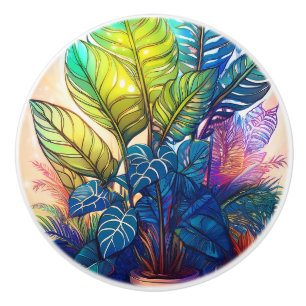 Colourful Plant Ceramic Knob