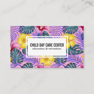 Colourful Plants and Flowers Pattern Business Card