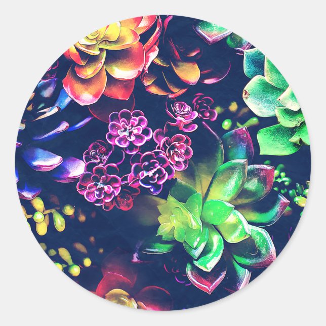 Colourful Plants Classic Round Sticker (Front)