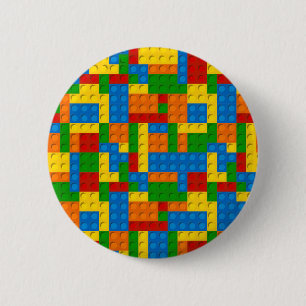 colourful plastic blocks 6 cm round badge